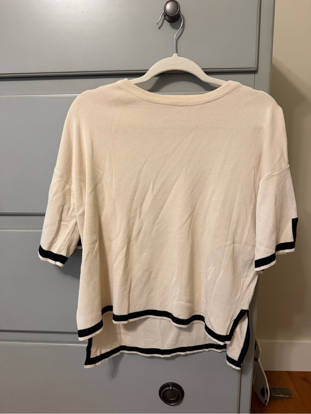 Cream Knit Top with Black Trim